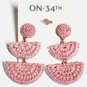 On 34th Pink Multi Raffia Bead Earrings